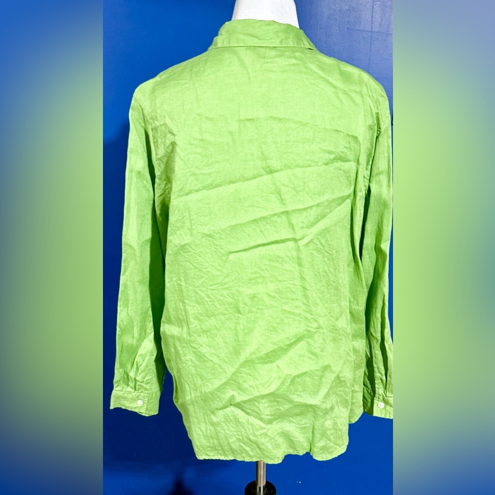 J. Jill Lime Green Button-Down 100% Linen Shirt Size-XL - Picture 9 of 10